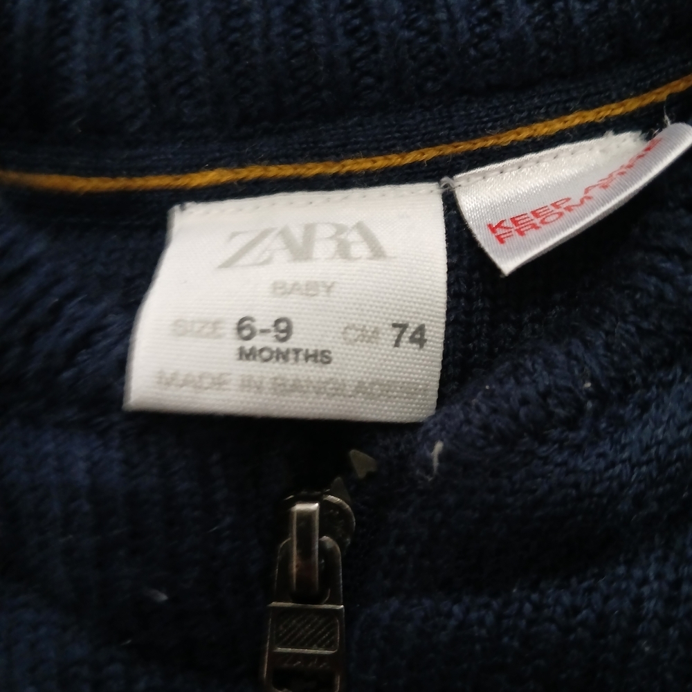Zara Baby Knit Puffer Vest 6–9 Months Navy Blue Zip Up Preppy - Picture 5 of 5